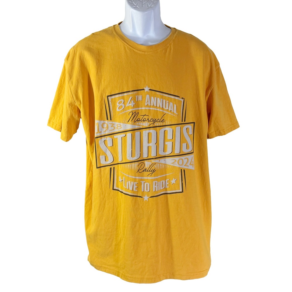 Ego-USA Sturgis Motorcycle Rally T-Shirt Mens XL Yellow 84th Annual 2024 Graphic